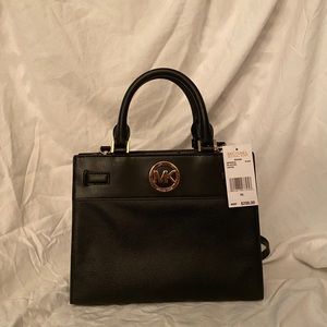 New black Michael Kors leather “Reagan” satchel